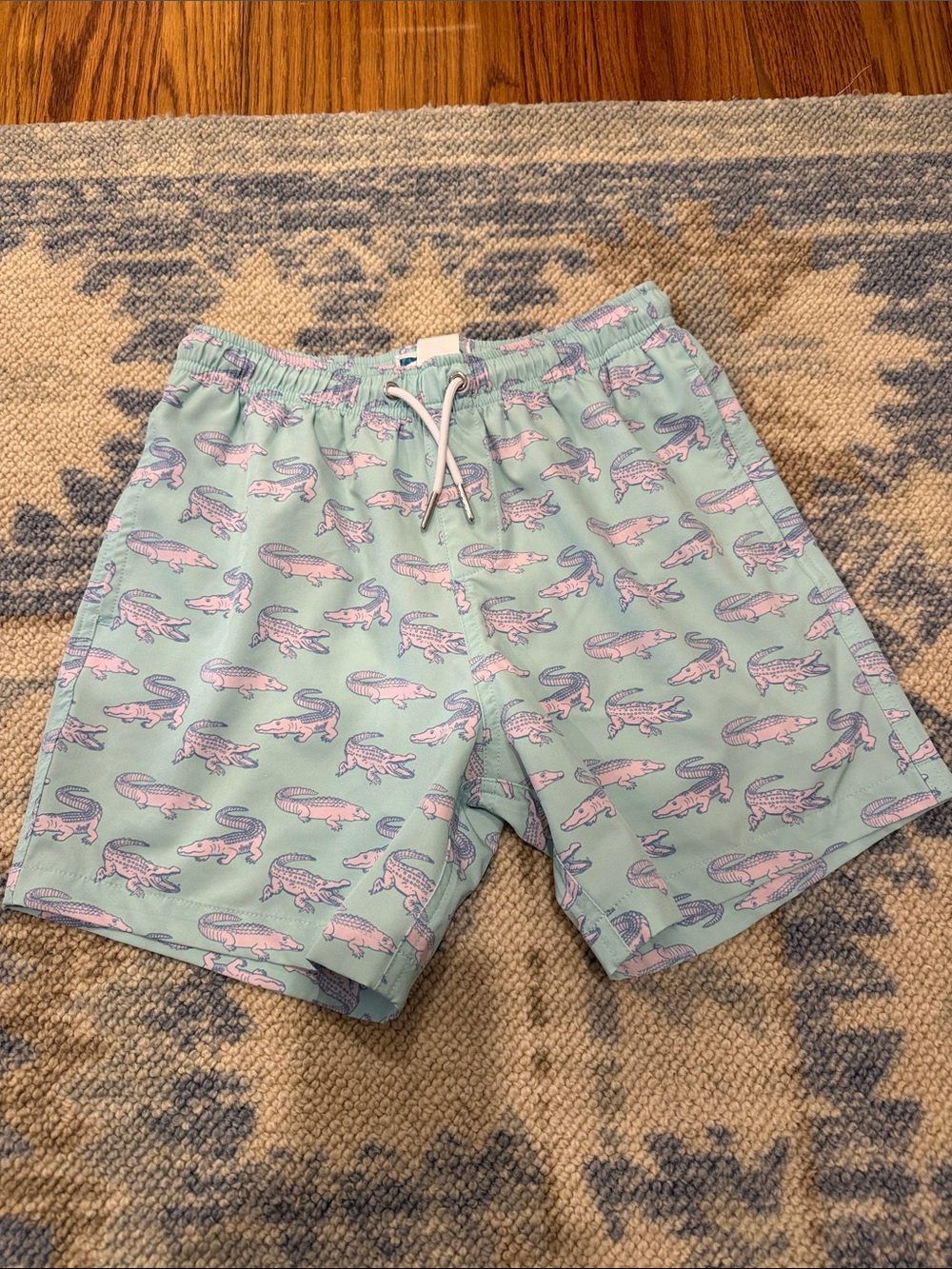 Kids Mint Green Swim Trunks with alligators